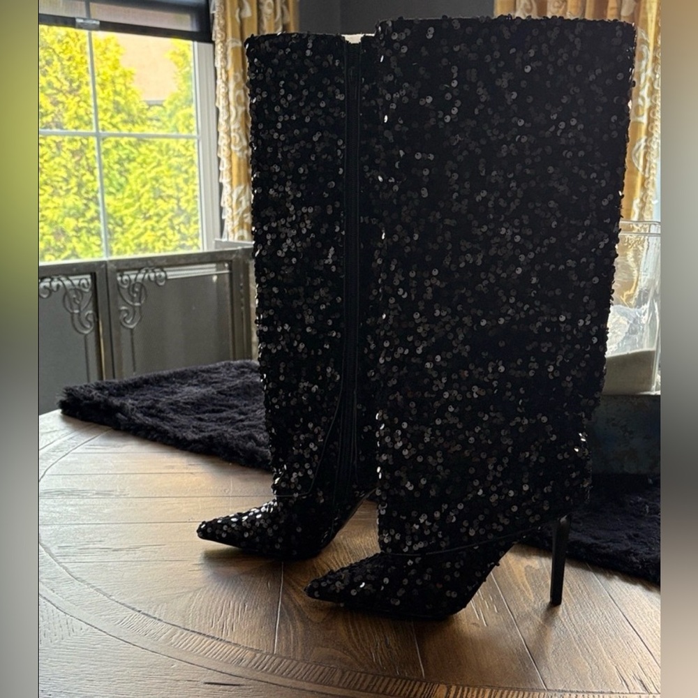 INC Skylar Black Sequin Boot NIB Size 7.5 M